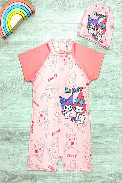 DeKuBaby New Season Cute Character Printed Boned Fast Drying Featured Girl's Jumpsuit Swimsuit