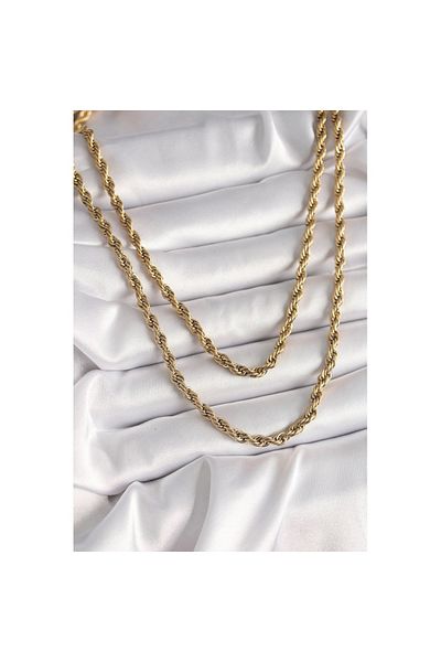 Skygo 316L Steel Gold Color Twist Chain Women's Necklace - Tj-Bko9658
