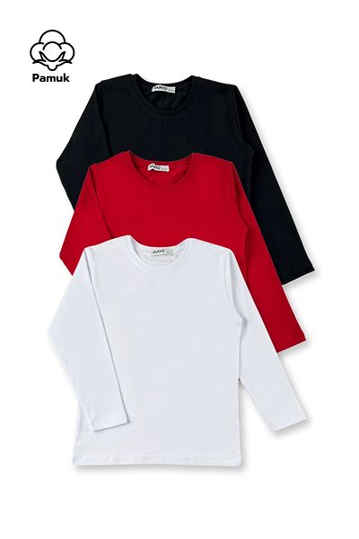 MK Mukko Kids Комплект от 3 части за момиче и момче, обикновен, с основен дизайн, сезонен топ, боди, тениска