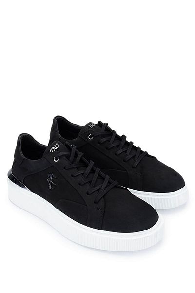 Tamer Tanca Men's Genuine Leather Black Nubuck Sneakers & Sports Shoes