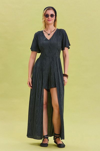 Los banditos Women's Bohemian Jumpsuit with Halter Neck and Elastic Legs