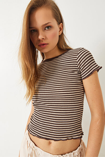 Bianco Lucci Γυναικείο μπλουζάκι με ριγέ κορδόνι καμιζόλ Basic 60261475