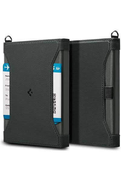 Spigen Life Passport Card Cover Holder Wallet Travel Documents Organizer Protector - Military Green