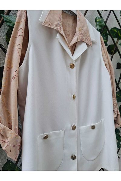 MODA Gold Buttoned Hijab with Matching Detailed Vest