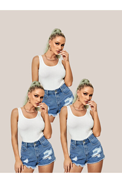 ROSAMİNA 95% бавовняна еластична тканина, 3-панельна біла жіноча майка