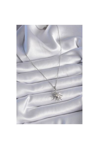 Skygo 316L Steel Silver Color Chain Sun Figure Women's Necklace - Tj-Bko9431