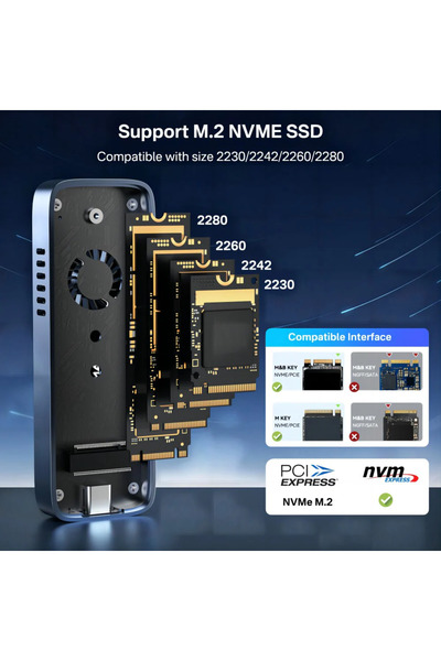Acasis EC6608 Air NVMe SSD Kutusu, 8TB, 10Gbps USB-C, Fanlı
