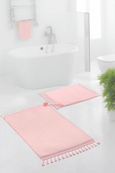 Myevilla Pink Compass: Plush Spray with Inner Dump Plush Spray Washable Non-Slip Bath Mat Pack of 2
