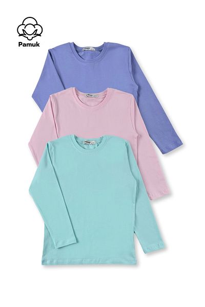 MK Mukko Kids Set de 3 fete și băieți, tricou Badi cu design de bază simplu