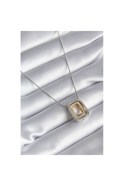 Skygo Gold Colored 316L Steel Square Model Zircon Stone Women's Necklace - TJ-BKO8250