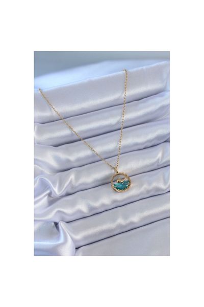 Skygo 316L Steel Gold Color Whale Figure Crystal Stone Women's Necklace - TJ-BKO7657