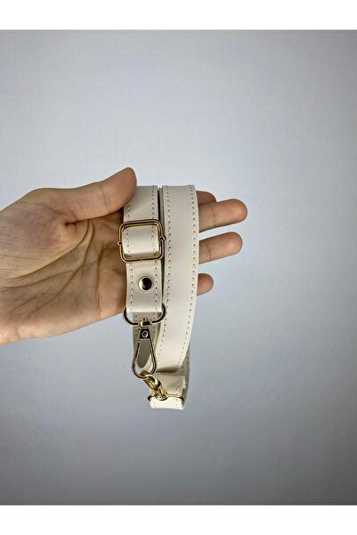 ATÖLYE ZÜMRA Ayarlanabilir Suni Deri Çanta Askısı  Altın Renk Aparatlı  Uzunluk 140cm -En 2 cm -( Krem renk )