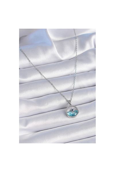 Skygo Zircon Stone Silver Colored 316L Marine Look Polar Star Necklace - Tj-Bko9359