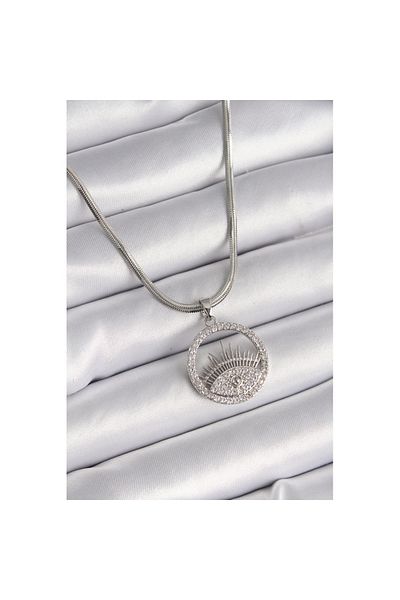Skygo 316L Steel Silver Color Italian Chain Zircon Stone Eye Model Women's Necklace - Tj-Bko9592