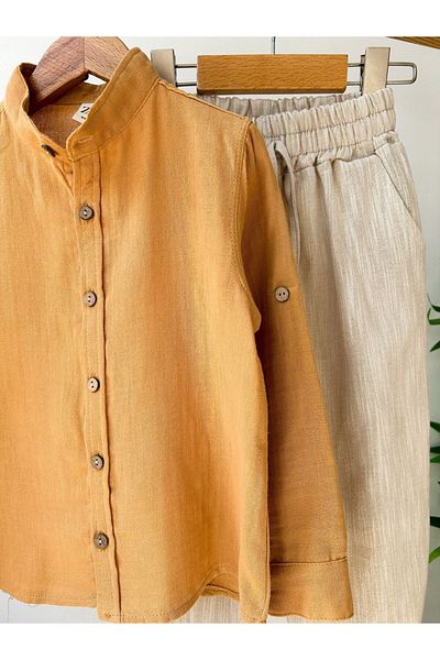 TİJK Boy's Linen Shirt, Pants Set