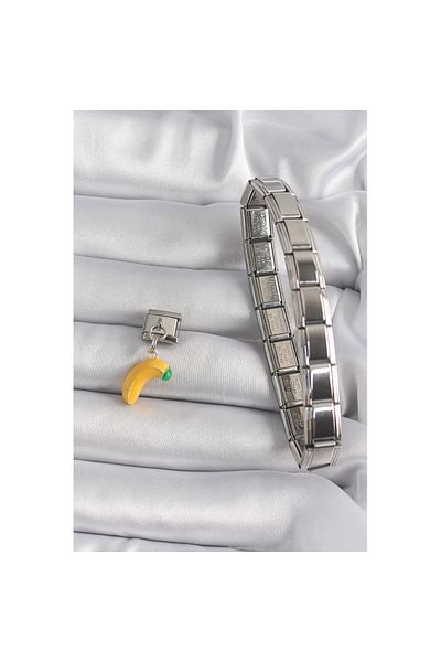Skygo 316L Steel Silver - Banana Model Nomination Charm, Dangle Color - Tj-Bc1167