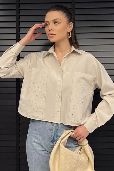 GÜLSELİ Cămașă Crop Top pentru damă Stone Pocket Stone