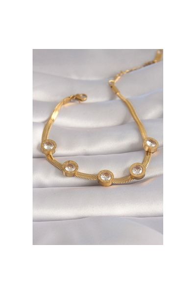 Skygo 316L Steel Gold Color Zircon Stone Italian Chain Model Women's Bracelet - TJ-BB6007