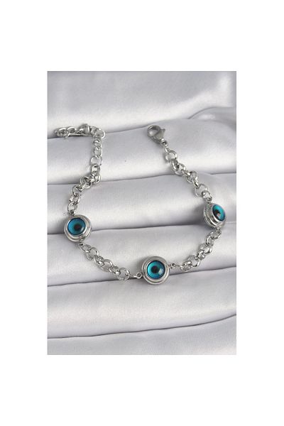 Skygo 316L Steel Silver Color Chain Model Evil Eye Beaded Women's Bracelet - Tj-Bb6653