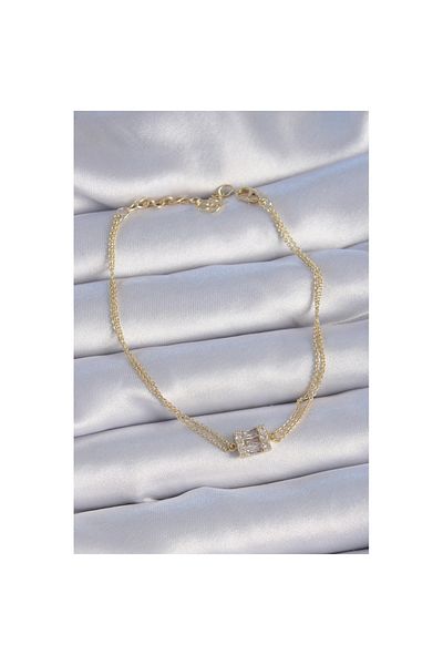 Skygo Brass Gold Color Square Zircon Stone Women's Bracelet - Tj-Bb6404