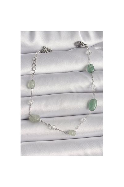 Skygo 316L Steel Silver Color Chain Green Natural Stone Women's Bracelet - Tj-Bb6594