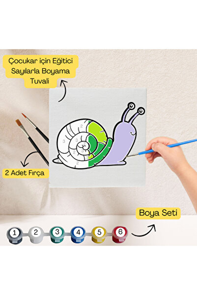 hediye hobim Çocuklar İçin Eğitici Sayılarla Boyama Seti Salyangoz–20x20 Tuva...