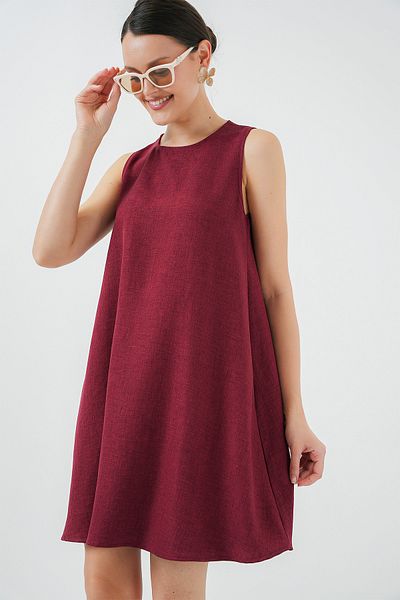 Bigdart 2444 Mini rochie de in - Roșu Claret