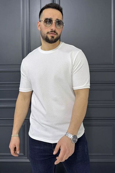 MİSHAR İTALİA Ανδρικό T-Shirt Cream Crew Neck