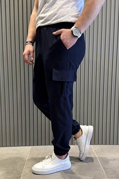 MİSHAR İTALİA Ανδρικό φούτερ Navy Blue Cargo Pocket