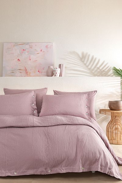 Yataş Dia Double Combed Cotton Duvet Cover Set - Dusty Rose