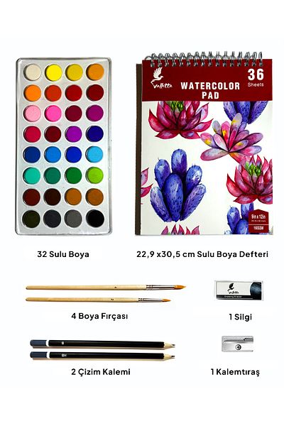 valletta Kitami 39-Piece Watercolor Art Set with Notebook