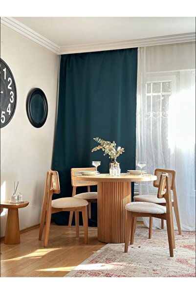 Woodenbend Mirla Natural Yuvarlak Masa Takımı 100 cm 4 Sandalyeli Bohem İskandinav Yemek Masası