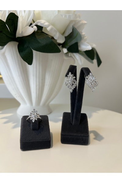 VİYA Julia Zirkon Taşlı Takı Seti KÜPESİZ Kolye Yüzük Bileklik Hediye Set