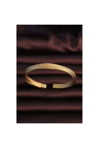 Skygo 316L Steel Gold Color Straw Look Men's Bracelet - Tj-Eb3675