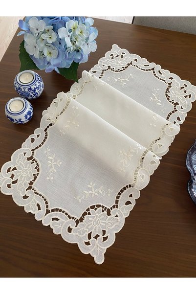 Denef Home Rose - Runner Delik İşi Krem - 35X120 cm 1 Piece