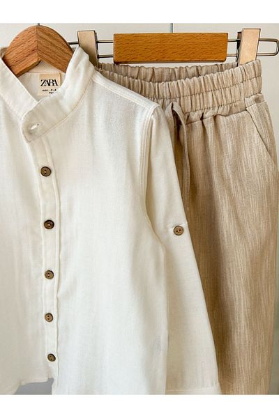 TİJK Boy's Linen Shirt, Pants Set