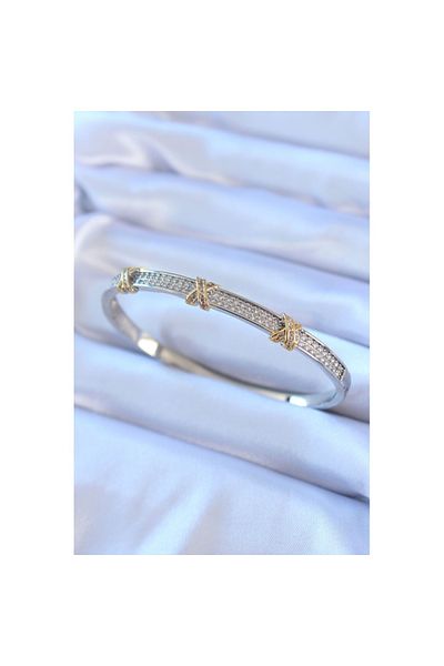 Skygo Silver Color Zircon Stone Xoxo Brass Women's Handcuffs - TJ-BB5418