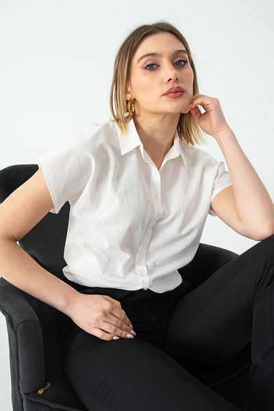 Nuevo White Bat Sleeve Linen Shirt