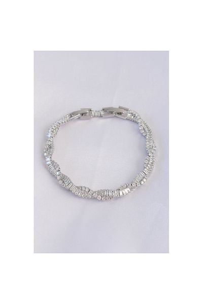 Skygo Vip Series Brass Zircon Stone Silver Color Spiral Model Bracelet - Tj-Bb6084