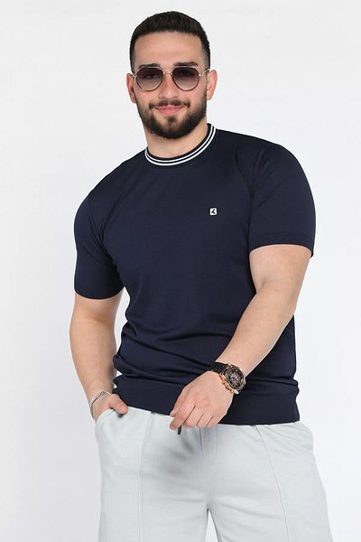 MİSHAR İTALİA Ανδρικό μπλουζάκι με κέντημα Navy Blue Crew Neck