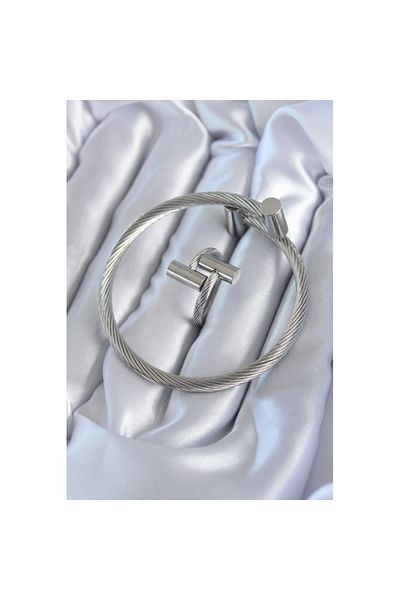 Skygo 316L Steel Silver Color Spiral Model Men's Bracelet Ring Combination - Tj-Eb3602