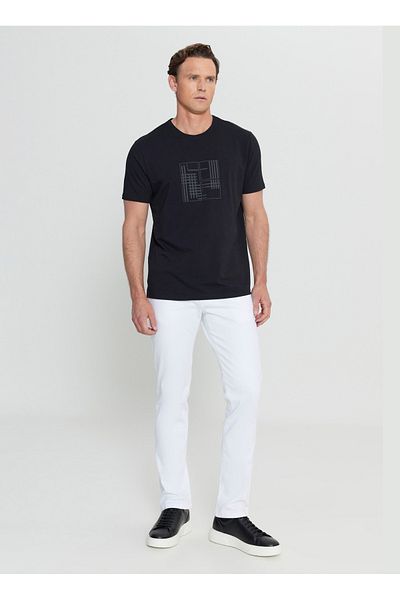 ALTINYILDIZ CLASSICS Altınyıldız Classics Crew Neck εμπριμέ μαύρο ανδρικό μπλουζάκι ACE091252072_SYH