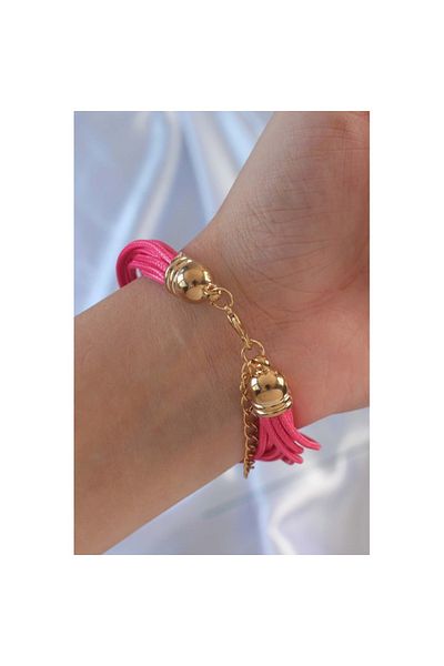Skygo Pink Color Zircon Stone Multiple Bracelet with String and Metal Accessories - Tj-Bb6357