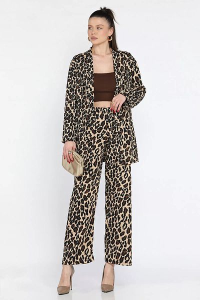 GÜLSELİ Leopard Pattern Women's Leopard Pattern Kimono Pants Set of Two