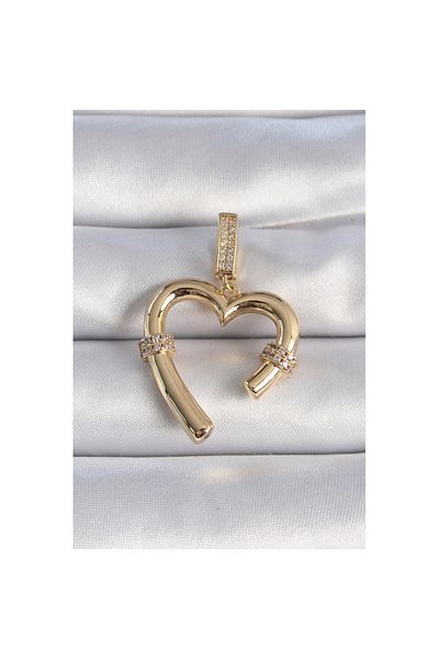 Skygo Brass Gold Color Zircon Stone Detailed Heart Figure Ajda Charm - Tj-Bc1015