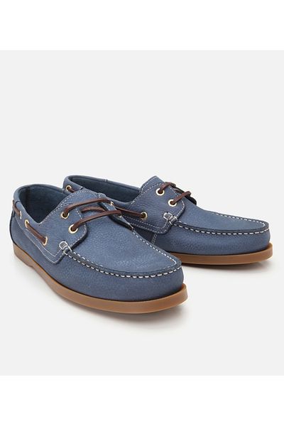 Hotiç Loafer casual pentru bărbați din piele nubuc albastru cu detaliu de șireturi