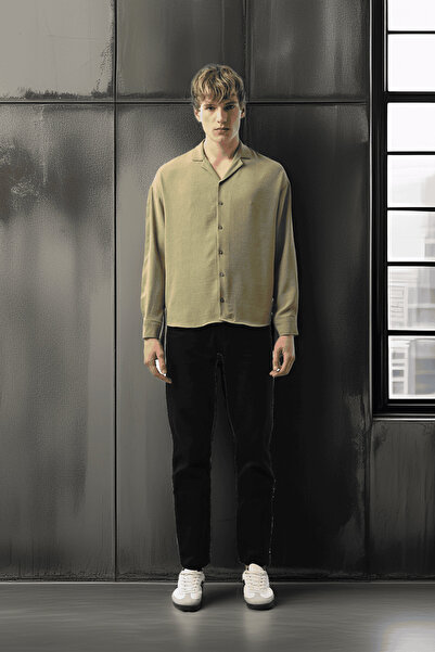 Valiberta Апаш яка с дълъг ръкав и тъкан мъжка риза - Çağla