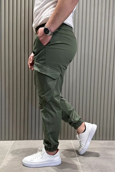 MİSHAR İTALİA Ανδρικό παντελόνι Khaki Cargo Pocket Jogger