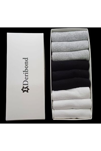 Deribond Мъжки чорапи, 9 броя, черно-бели, сиви, памучни, маратонки, невидими чорапи