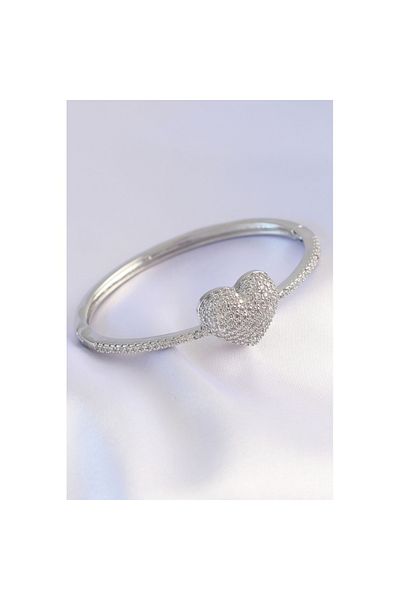 Skygo Vip Series - Brass Zircon Stone Silver Heart Model Clamp TJ-BB6082